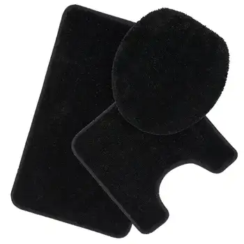 Моющийся нескользящий полипропиленовый черный коврик для ванной, 3 предмета