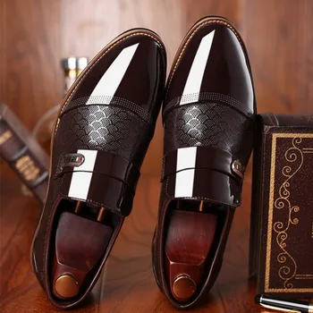 Мужская обувь С кожаным тиснением, классическая модная Роскошная мужская обувь, Износостойкая Нескользящая мужская обувь, противоскользящие черные туфли