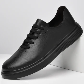 Мужские туфли-Оксфорды на шнуровке Для Работы в Офисе 2023, Модные Мужские Модельные Туфли, Кожаные Черные Повседневные Деловые Туфли, Мужские Zapatos Sapato