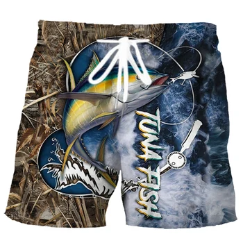 мужские шорты унисекс, спортивные пятиточечные шорты с 3D принтом рыбы в заливе, пляжные шорты, мужские летние шорты для плавания в стиле хип-хоп