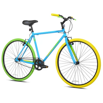 Мужской гибридный велосипед Ridgeland Kent 700C, синий / зеленый, прочный и легкий.