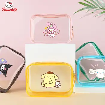 Мультфильм Sanrios Hello Kittys Cinnamoroll Kuromi Kawaii Милая Девушка Прозрачная Дорожная Сумка Для Хранения Большой Емкости Сумка Для Хранения Подарок