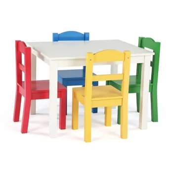 Набор детских деревянных столов и стульев Humble Crew Summit Collection, белый и основной стол и стулья для детей