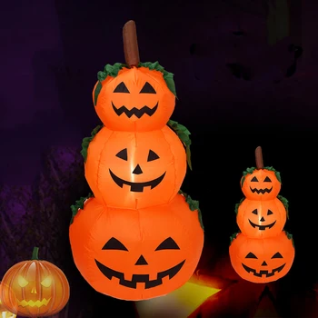 Надувная модель тыквы на Хэллоуин, Гигантская надувная тыква-призрак, 3 светодиода, 120 см для праздничной вечеринки во дворе и саду