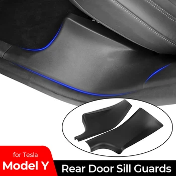 Накладка Для Ног Защитные Накладки На Пороги Задней Двери Автомобиля Tesla Model Y 2020-2021 Порог Бамперная Планка Автоаксессуары