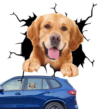 Наклейки для автомобилей с мультяшными собаками, не выцветают, автомобильные наклейки и отличительные знаки с декоративным отверстием для щенка, Универсальный аксессуар для автомобилей, ноутбуков, холодильников