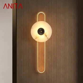 Настенный светильник ANITA Brass LED, современное Роскошное Мраморное бра, Украшение интерьера спальни, прикроватной тумбочки, гостиной, коридора