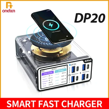 Настольное беспроводное зарядное устройство JCID AIXUN DP20 SB PD Smart Fast Charge мощностью 15 Вт для беспроводной зарядки мобильного телефона с 2,4-дюймовым HD-дисплеем