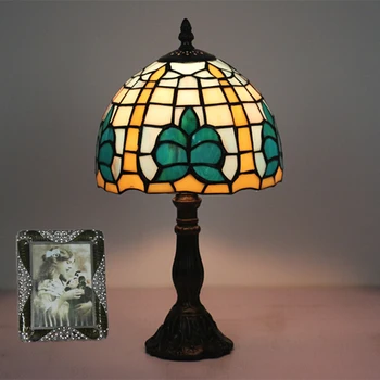 Настольные лампы Tiffany в стиле ретро для спальни, Средиземноморская винтажная настольная лампа из витражного стекла, домашний декор для гостиной, Подставки для светильников