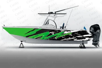 Нерегулярная графическая абстрактная векторная наклейка на лодку Упаковка Рыбацкая лодка Водонепроницаемая изготовленная на заказ Морская наклейка на лодку виниловая обертка для лодки
