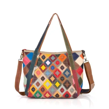 Новая женская сумка большой емкости, Модная Женская многоцветная сумка из натуральной кожи, роскошная дизайнерская сумка через плечо, сумки через плечо