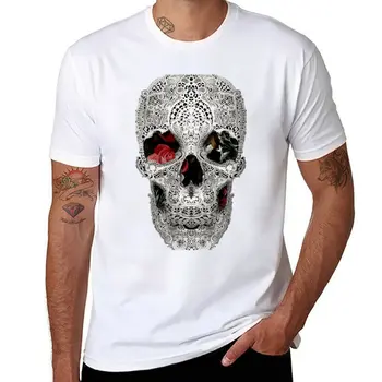 Новая легкая футболка с кружевным черепом, футболки с кошками, футболки оверсайз, одежда хиппи, однотонные футболки, мужские