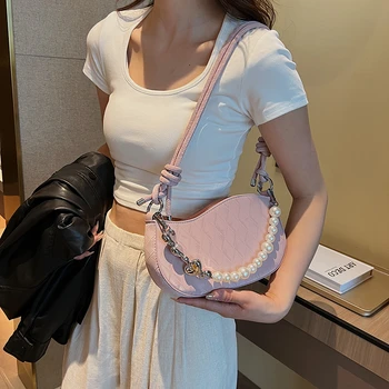 Новая модная Дизайнерская женская сумка-клатч с жемчужной цепочкой в виде сердца, через плечо, подмышками, Дамская сумочка, кошелек, сумки-тотализаторы, сумка через плечо