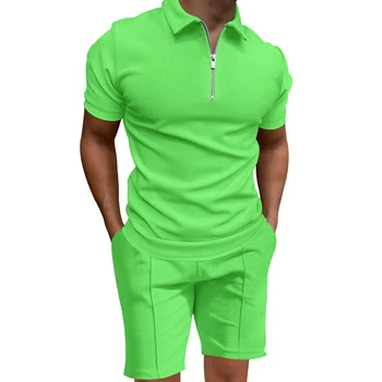 Новые летние Европейские и американские пляжные шорты с короткими рукавами 2023, костюм-двойка, спортивная повседневная простая рубашка Поло, мужской костюм