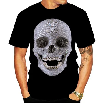 Новые мужские футболки с черепом, 3dt-футболки с черепом животных, Мужские Топы в стиле хип-хоп, Футболки с 3D принтом Черепа и круглым вырезом, детская футболка