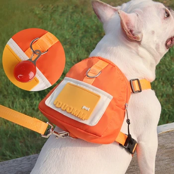 Новый рюкзак для домашних животных, Мультяшный рюкзак для собак на открытом воздухе с такой же тяговой веревкой