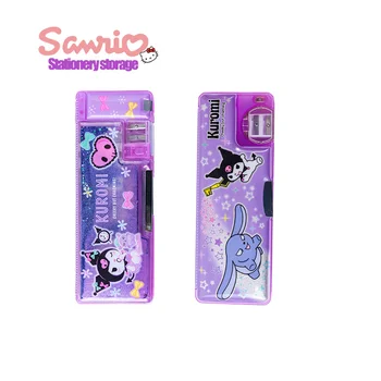 Новый совместный бренд Iigen Sanrio Anime Kuromi Многофункциональная коробка для хранения канцелярских принадлежностей Фиолетовый градиент Детские канцелярские принадлежности Оптом