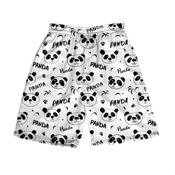 Новый список коротких штанов с 3D принтом панды, детских пляжных шорт с животными, милых мужских пляжных шорт для мальчиков и девочек, детских брюк