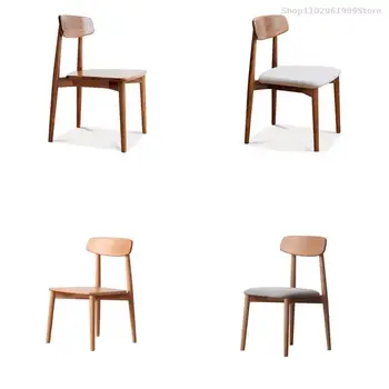 Обеденные стулья из цельного дерева с дугообразной спинкой, Врезные и шипастые элементы, натуральная текстура, стиль Северной Европы
