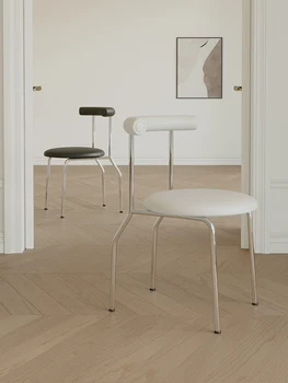 Обеденный стол и стулья современный минималистичный стол для домашней косметики, дизайнерские легкие роскошные обеденные стулья высокого класса из нержавеющей стали