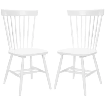 Обеденный стул Safavieh, Комплект из 2 Белых стульев Для столовой 21,00x20,50x36,00 Дюймов, Малайзийский Дуб, Лак, Пластик, Резина