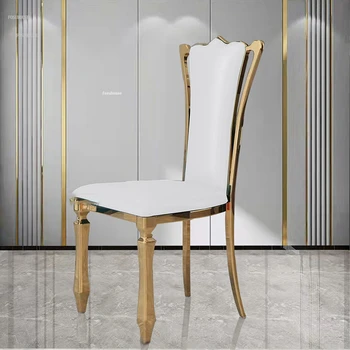 Обеденный стул в скандинавском стиле из нержавеющей стали, Простая современная кухонная мебель, Обеденный стул со спинкой для дома, Банкетный зал, Свадебные стулья A