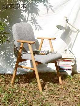 Обеденный стул из массива дерева в скандинавском стиле, Рабочий стул из натурального дуба с мягкой спинкой, Современный минималистичный стул для отдыха, Защита окружающей среды