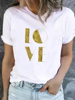 Одежда, женская футболка с графическим рисунком, короткий рукав, женская футболка с принтом, любовное письмо, Трендовая милая модная базовая футболка, верхняя одежда
