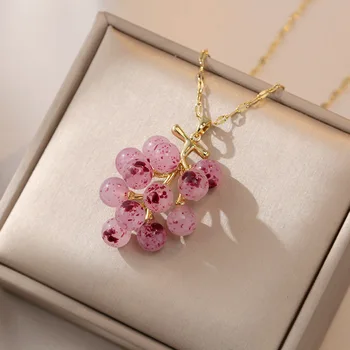 Ожерелье из виноградной грозди, Романтическое ожерелье из фиолетовой грозди винограда, расшитое бисером из смолы, для женщины необычной формы, для женщины Новые летние украшения