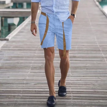 Оптовая продажа однотонных повседневных летних шорт для мужчин с именными ремнями в Европе и Америке