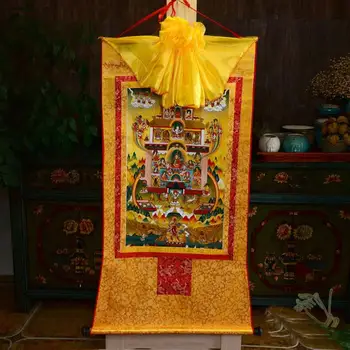 Оптовые буддийские принадлежности-120 см большой -ДОМАШНИЙ Тибетский Гуру Ринпоче Падмасамбхава Будда Нирвана Тханг-га Тханка картина