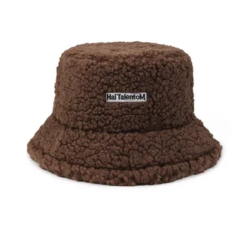 Осенне-зимняя рыбацкая шапка из овечьей шерсти с вышивкой алфавита, модная одежда для улицы, теплая шапка для бассейна высокого внешнего вида