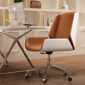 Офисные стулья из массива дерева, кожа, домашняя офисная мебель, компьютерное кресло, роскошное вращающееся кресло со спинкой, игровое кресло U A