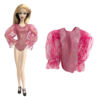 Официальный сайт NK, 1 шт., милая кукла, пляжный солнцезащитный купальник с длинными рукавами, Новое розовое бикини для вечеринки, сцена для куклы Барби, игрушка