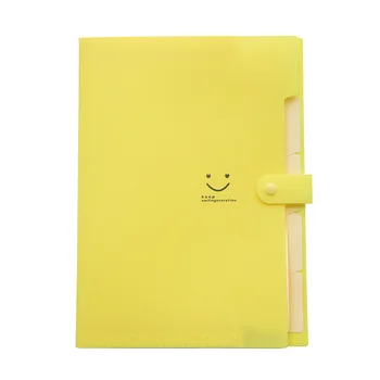 Папка для файлов, пластиковые папки для писем формата А4 с 5 карманами, застежка-молния, держатель для документов Smile для офиса, учебы, путешествий (желтый)