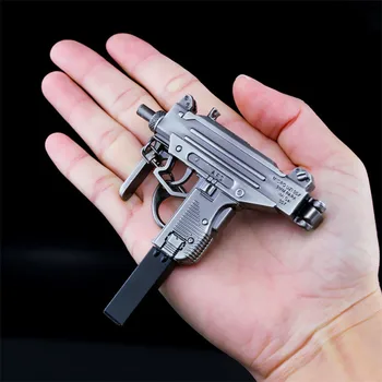 Пистолет-пулемет UZI из сплава 1:3, миниатюрная модель 15 см, высококачественный брелок для пистолета, Ремесленная подвеска, Подарки на день рождения