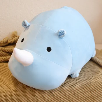 Плюшевое чучело Носорога, Голубая Плюшевая подушка-носорог, Игрушки для девочек, Кавайная детская подушка с животными, Детская Мягкая игрушка