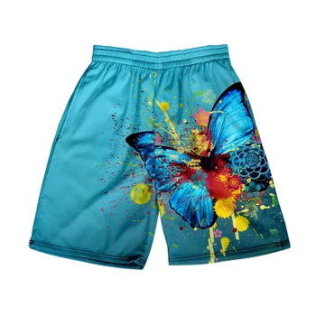 Пляжные шорты с бабочками, мужская и женская одежда, повседневные шорты с цифровой 3D печатью, модные брюки для пары