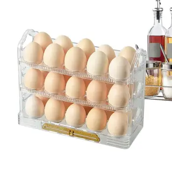 Подставка для яиц для холодильника, лоток для хранения яиц, подставка для боковых дверей холодильника с 3 слоями кухонных приспособлений для организации пространства для яиц
