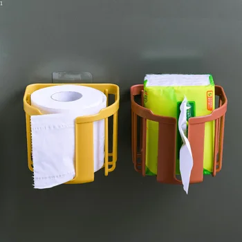 Полка для туалетной бумаги без перфоратора В ванной, Кухонная коробка для салфеток, Настенный ящик для хранения липкой бумаги, держатель для туалетной бумаги, Рулонная бумага