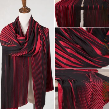 Полосатая плиссированная ткань, черно-красное двухцветное платье, модная дизайнерская ткань, одежда для шитья своими руками, полиэфирный материал