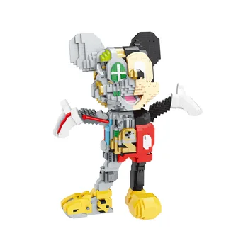 Полумеханические Микки-Маус из микро-строительных блоков Disney; игрушки-кирпичики в собранном виде диаметром 25 см с бриллиантами для подарка ребенку на день рождения