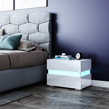 Прикроватная тумбочка со светодиодной подсветкой, скандинавские тумбочки, выдвижной шкаф для хранения, современный ночной столик, удобная роскошная мебель для спальни