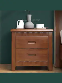 Прикроватный столик из массива дерева простой современный китайский шкафчик для спальни из орехового дерева, небольшой шкафчик из дубовой прикроватной тумбочки в комплекте