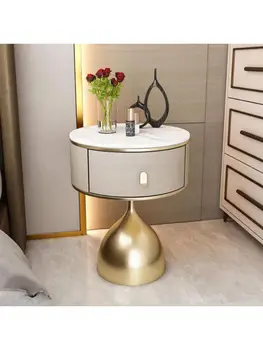 Прикроватный столик светлый роскошный шифер итальянский простой современный круглый дом в скандинавском стиле маленькая квартира прикроватный столик для хранения вещей в спальне