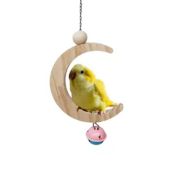 Принадлежности для попугаев Игрушки для птиц из массива дерева Лунные качели деревянные молярные кольца Головоломки Игрушки для птиц Совершенно новые и высококачественные