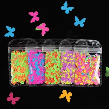 Продукт для маникюра Флуоресцентные 5-миллиметровые ногти-бабочки, клей с блестками, наполнитель 