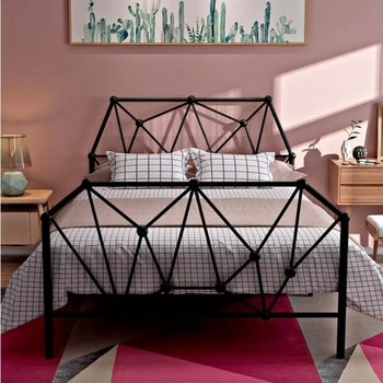 Простой гражданский хозяин в скандинавском стиле, лежащая железная художественная кровать 1,2 м 1,5 м односпальная двуспальная кровать для взрослых и детей