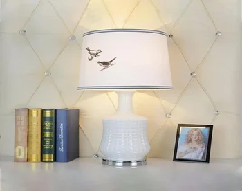 Простые настольные лампы ручной работы с птицами спальня кабинет el room light Американская кантри стеклянная настольная лампа LR0138313424