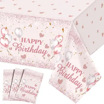 Прямоугольная скатерть, красочные скатерти для празднования Дня рождения, 3 упаковки маслостойких водонепроницаемых одноразовых прямоугольных чехлов для девочек